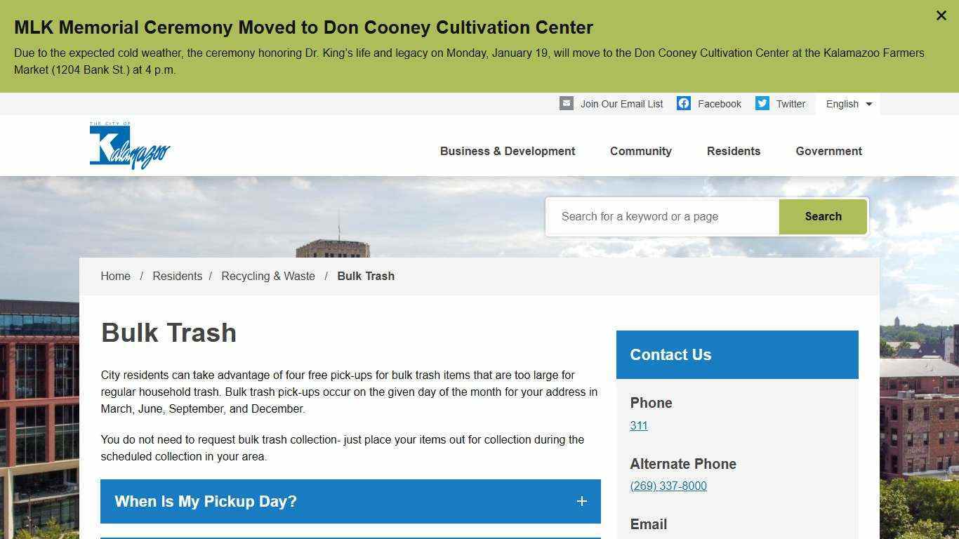 Bulk Trash City of Kalamazoo